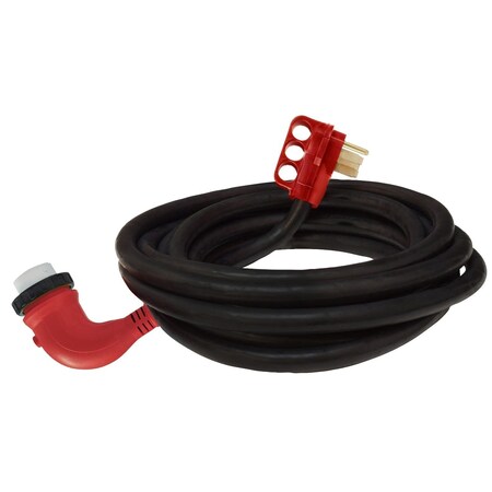 Valterra 50A 90 DEG LED DETACH POWER CORD W/HDL, 25FT, RED, BOXED A10-5025ED90